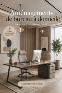 Un bureau à domicile bien aménagé avec des couleurs apaisantes et un éclairage adéquat, favorisant la productivité.
