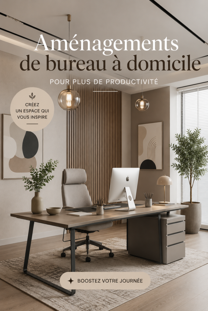 Un bureau à domicile bien aménagé avec des couleurs apaisantes et un éclairage adéquat, favorisant la productivité.
