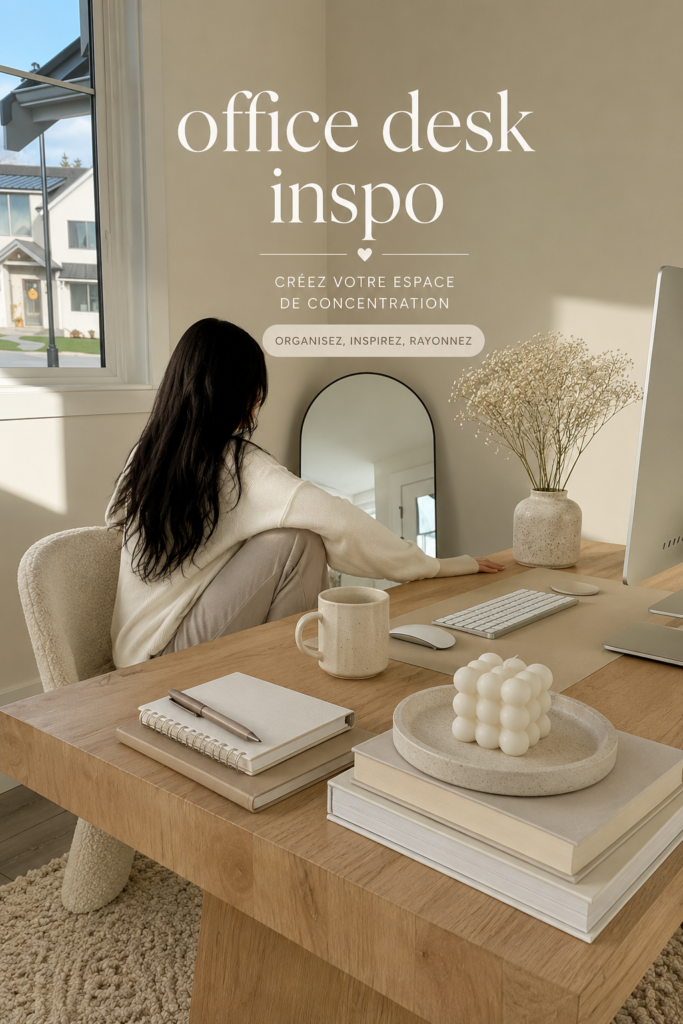 Bureau à domicile moderne avec décor inspirant et fonctionnel