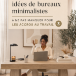 Bureau minimaliste moderne avec rangement épuré et décoration simple.