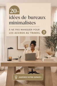 Bureau minimaliste moderne avec rangement épuré et décoration simple.