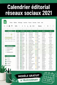 Femme organisant un calendrier éditorial pour les réseaux sociaux sur un bureau.
