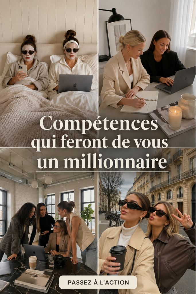 Femme sur son lieu de travail, souriante, en train de réfléchir à ses compétences financières.