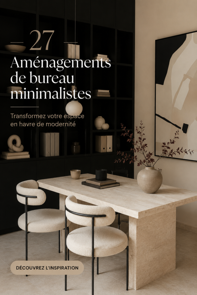 Un bureau minimaliste moderne avec un éclairage doux et peu de décorations.