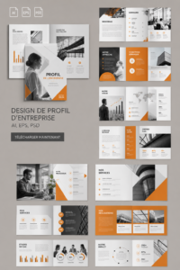 Une illustration montrant un design de profil d'entreprise moderne avec des éléments d'IA.