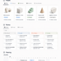 Capture d'écran d'un modèle de gestion de projet dans Notion, illustrant des tâches et un calendrier.