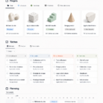 Capture d'écran d'un modèle de gestion de projet dans Notion, illustrant des tâches et un calendrier.