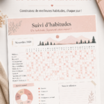 Modèle de suivi d'habitudes créé sur Google Sheets, avec des cases à cocher et des graphiques.