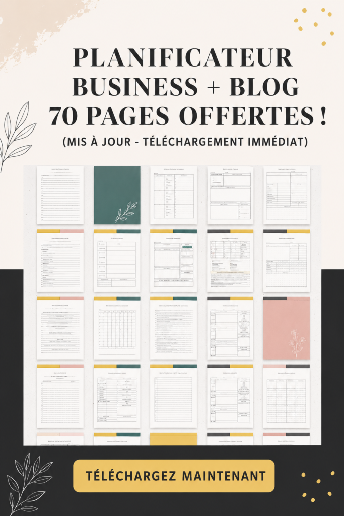 Planificateur de business et de blog de 70 pages