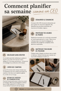Femme organisant son planning hebdomadaire de manière productive