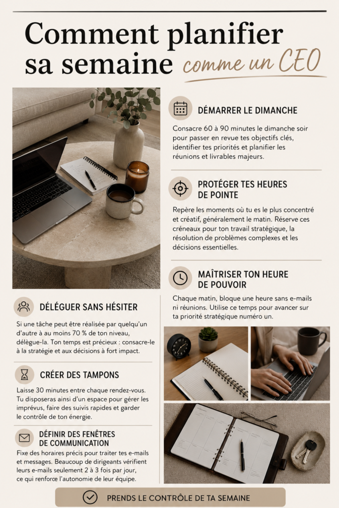Femme organisant son planning hebdomadaire de manière productive