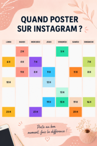 Une femme utilisant Instagram sur son téléphone, réfléchissant aux meilleurs moments pour publier.