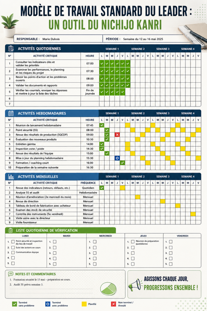 Template de travail pour leaders en détail