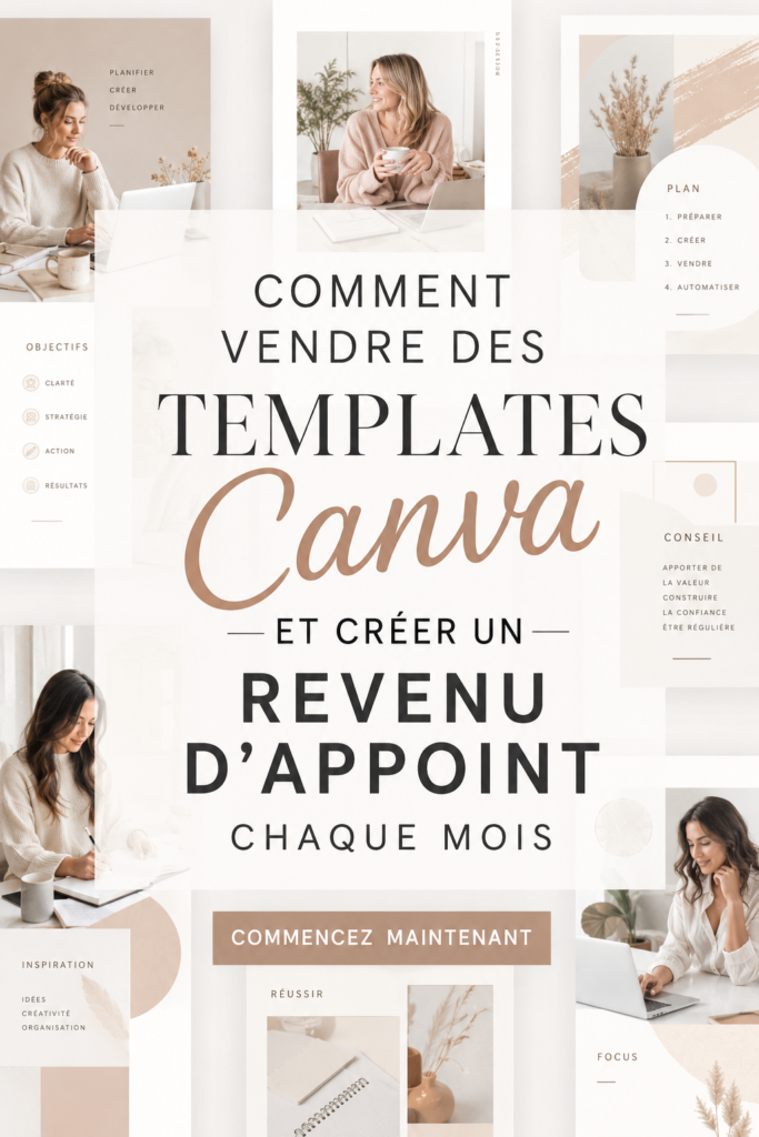 Femme créant des modèles Canva sur son ordinateur