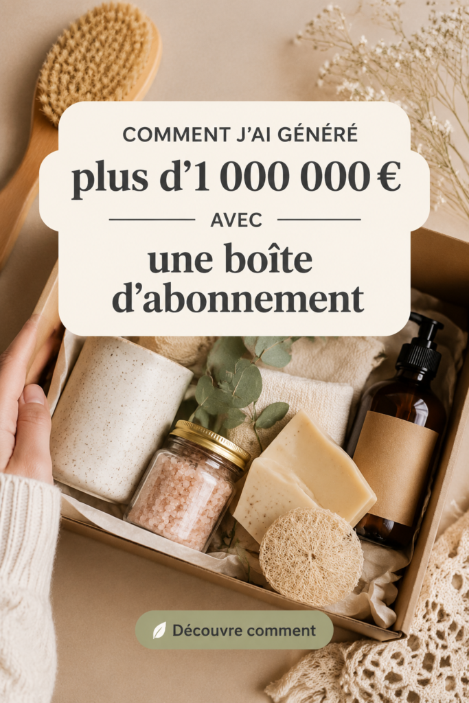 Femme souriante avec une box d'abonnement colorée en main, symbole d'un business réussi.