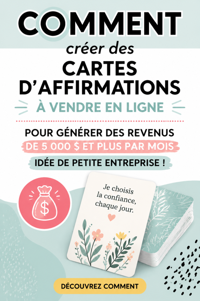 Un ensemble de cartes d'affirmations colorées étalées sur une table.