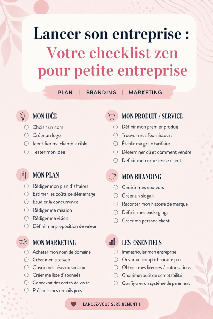 Aperçu d'une check-list d'entreprise chaleureuse et pratique pour les femmes entrepreneures