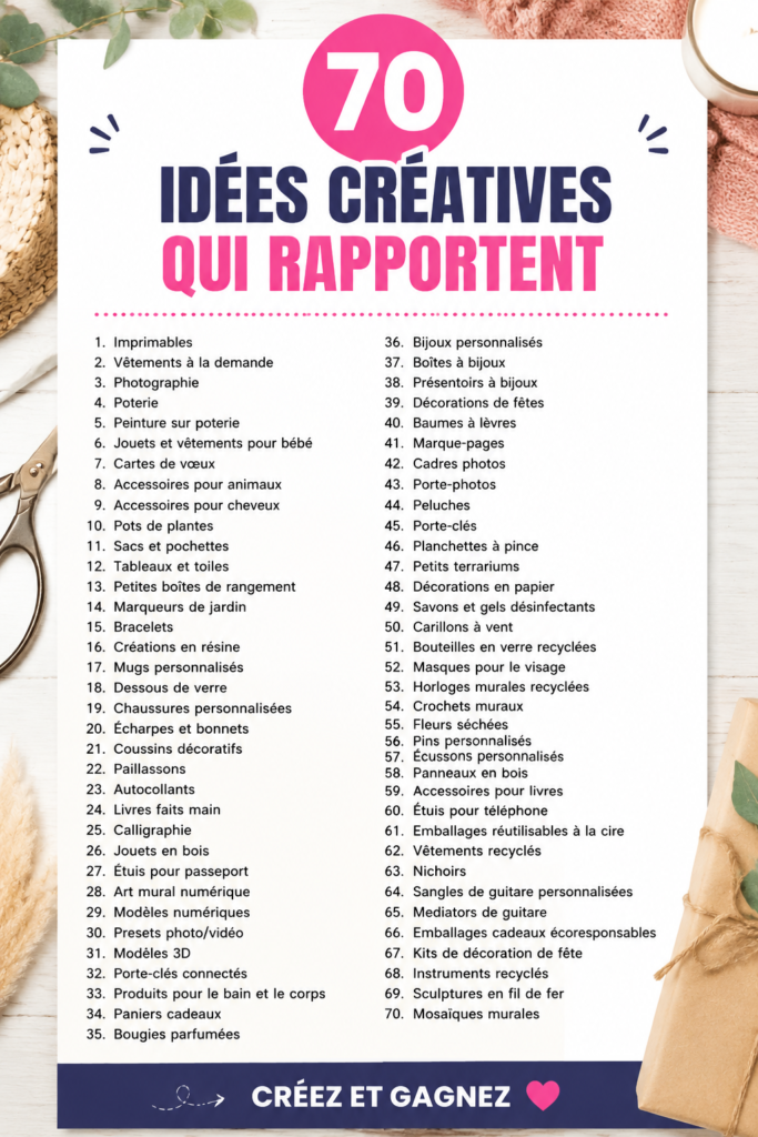 Des créations artisanales colorées sur un site de vente en ligne.