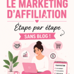 Une femme utilisant son ordinateur pour apprendre le marketing d'affiliation, entourée de notes et d'un café.