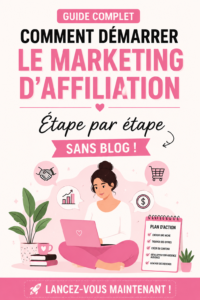 Une femme utilisant son ordinateur pour apprendre le marketing d'affiliation, entourée de notes et d'un café.