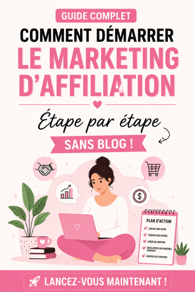 Une femme utilisant son ordinateur pour apprendre le marketing d'affiliation, entourée de notes et d'un café.