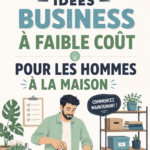 Femme travaillant sur son projet entrepreneurial à domicile, entourée de fournitures de bureau.