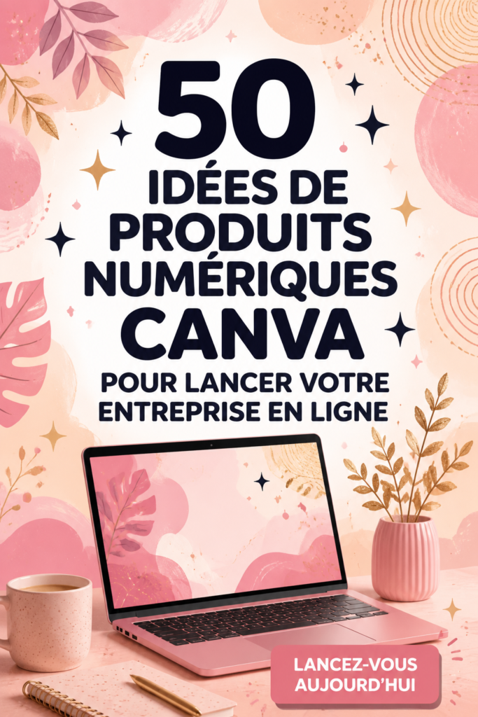 Un aperçu de produits digitaux créés sur Canva, montrant la diversité