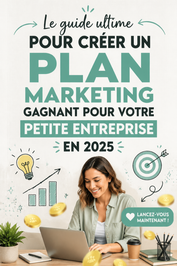 Femme d'affaires examinant un plan marketing pour sa petite entreprise en 2025