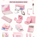 Accessoires de bureau roses élégants disponibles sur Amazon.