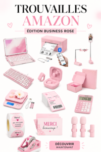 Accessoires de bureau roses élégants disponibles sur Amazon.