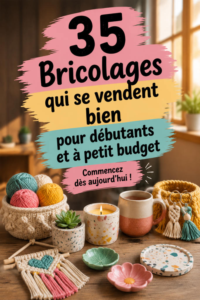 Un aperçu coloré de projets de bricolage à petit budget, avec des outils et matériaux variés.