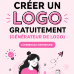 Une femme créant un logo sur son ordinateur, illustrant la création graphique simplifiée.