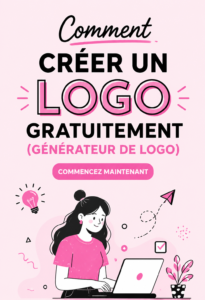 Une femme créant un logo sur son ordinateur, illustrant la création graphique simplifiée.