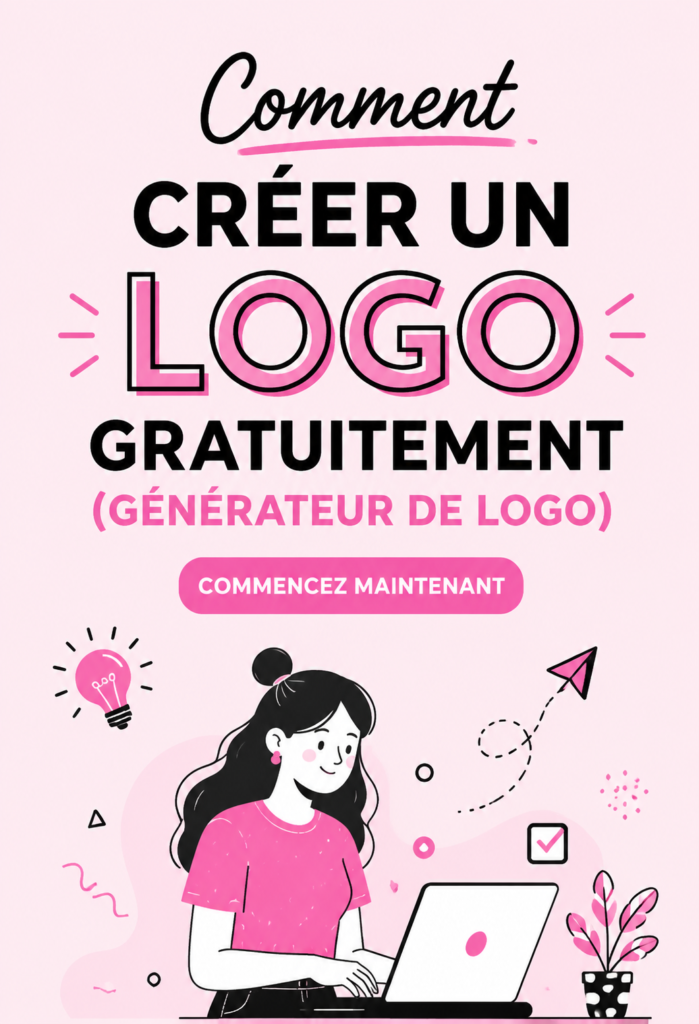 Une femme créant un logo sur son ordinateur, illustrant la création graphique simplifiée.