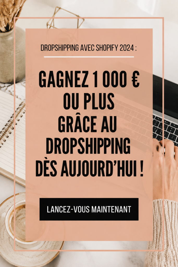 Illustration d'une femme en train de configurer une boutique Shopify pour le dropshipping.