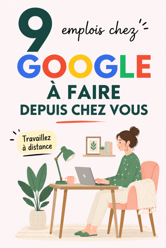 Femme travaillant sur un ordinateur portable chez elle, représentant les emplois Google à distance