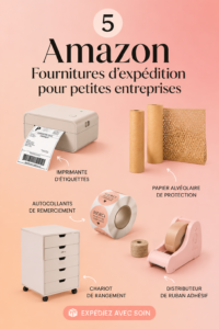 Fournitures d'expédition sur une table de travail