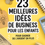 Enfants en train de réaliser une activité pour gagner de l'argent, comme un stand de limonade.