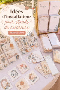 Un stand de vendeur joliment aménagé avec des produits bien exposés et une ambiance chaleureuse.