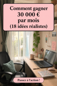 Femme d'affaires souriante regardant un graphique de revenus avec des idées pratiques pour gagner 30 000 $ par mois.