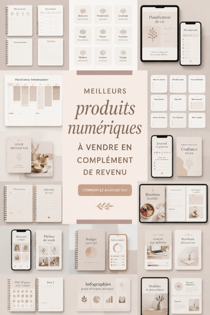 Femme travaillant sur un ordinateur pour créer des produits numériques pour son side hustle.