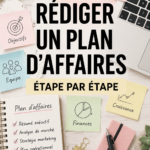 Femme consultant un plan d'affaires sur son ordinateur