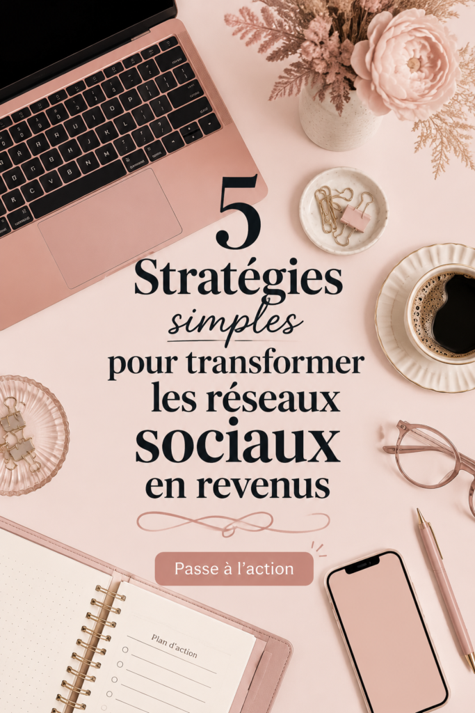 Femme utilisant son smartphone pour gérer ses réseaux sociaux avec un sourire, évoquant la monétisation en ligne.