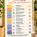 Tableau de routine quotidien coloré avec diverses activités planifiées
