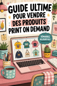 Femme créant un design pour des produits print on demand sur un ordinateur.