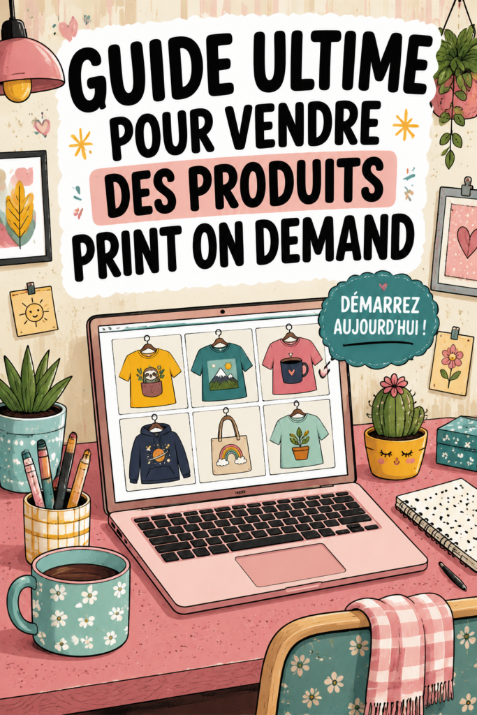 Femme créant un design pour des produits print on demand sur un ordinateur.