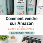 Femme souriante regardant un écran d'ordinateur avec des informations sur la vente sur Amazon