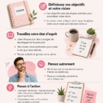 Illustration d'une femme réfléchissant avec une pensée entrepreneuriale.