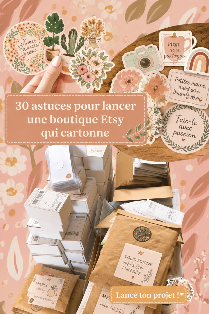 Femme créatrice devant son ordinateur, lançant sa boutique Etsy avec des conseils pratiques