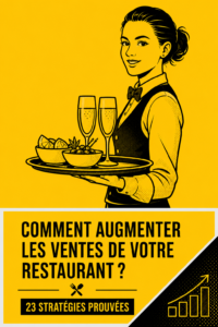 Une restauratrice souriante présentant son plat au restaurant, illustrant des stratégies de vente efficaces